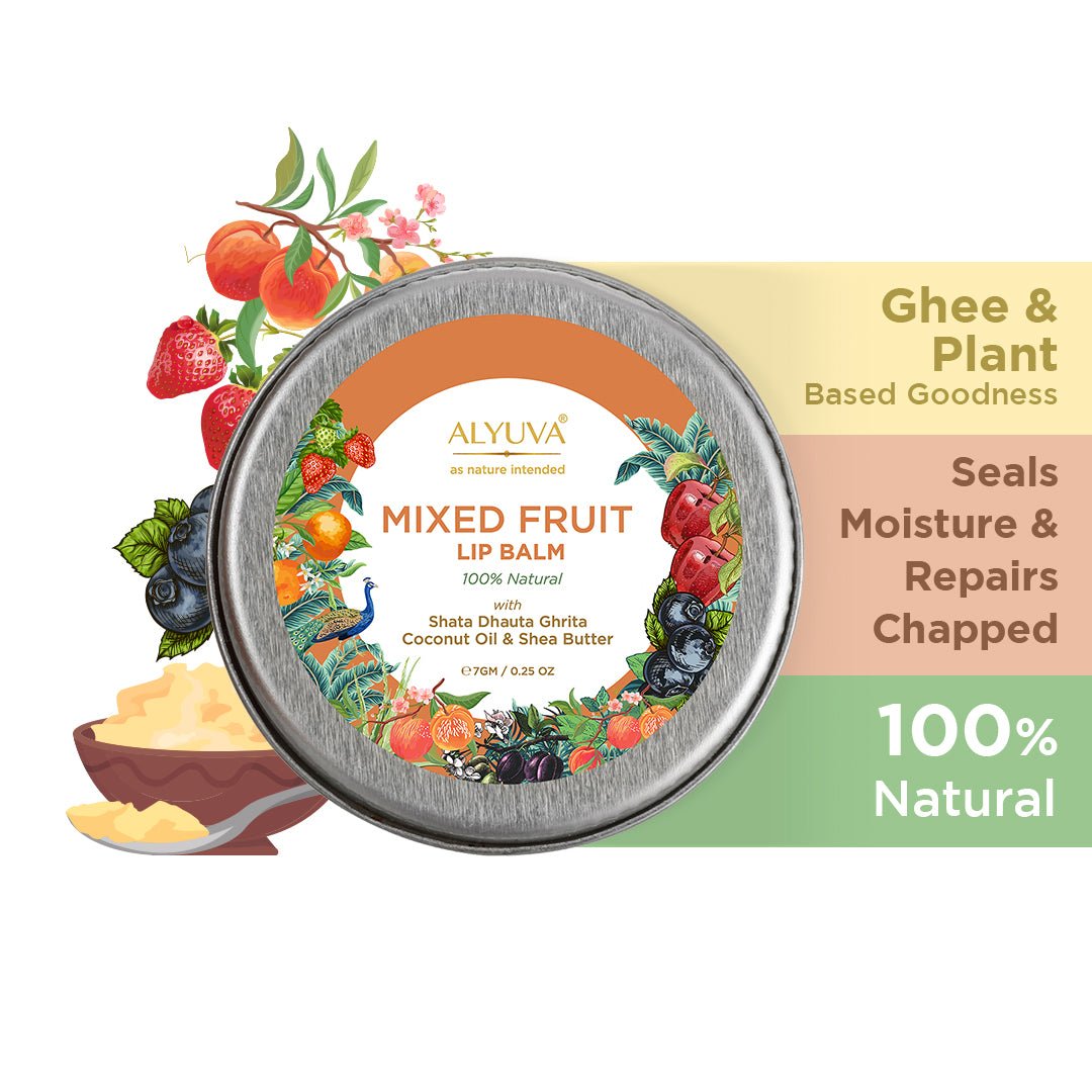 Ghee Enriched 100% Natural Mixed Fruit Lip Balms, Pack of 3, 7gms Each | Verified Sustainable by Brown Living™