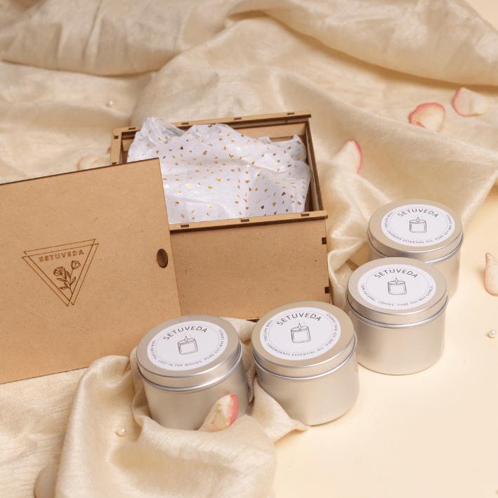 Buy Gift Hamper | Soy wax | Candles | 100% Natural | Pack of 4 | Shop Verified Sustainable Products on Brown Living