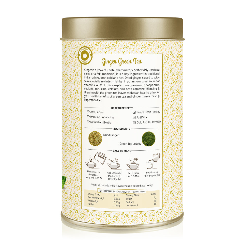 Ginger Green Tea Can - 150 g | Verified Sustainable by Brown Living™