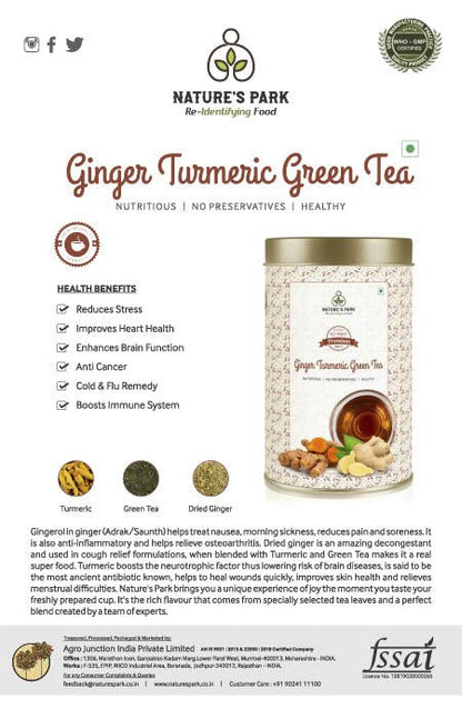 Ginger Turmeric Green Tea Can (100 g) | Verified Sustainable by Brown Living™