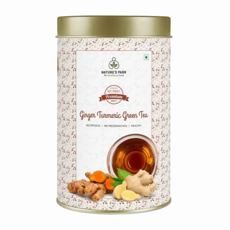 Buy Ginger Turmeric Green Tea Can (100 g) | Shop Verified Sustainable Products on Brown Living
