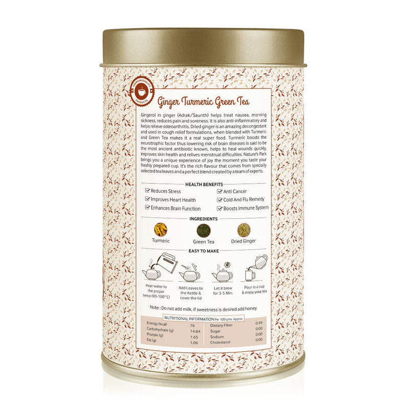 Buy Ginger Turmeric Green Tea Can (100 g) | Shop Verified Sustainable Tea on Brown Living™