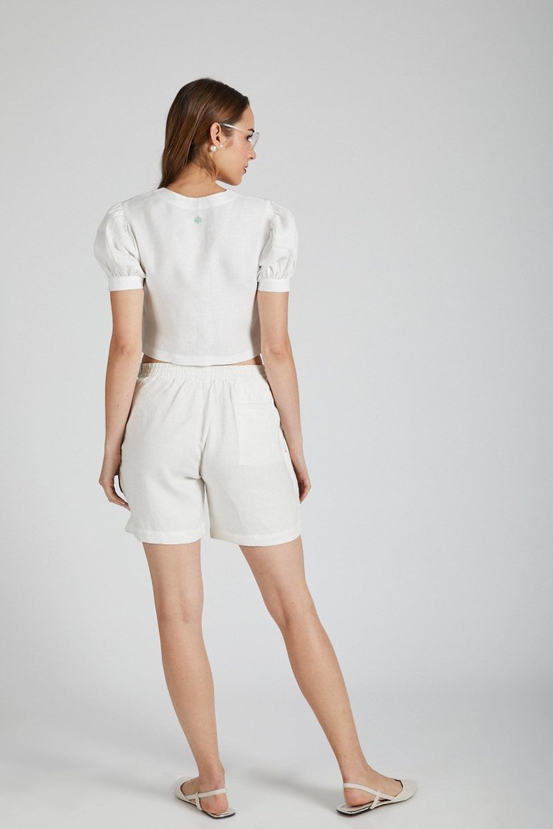 Buy Gleam Tie Up Shorts White | Shop Verified Sustainable Womens Shorts on Brown Living™