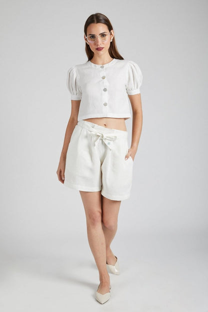 Gleam Tie Up Shorts White | Verified Sustainable by Brown Living™