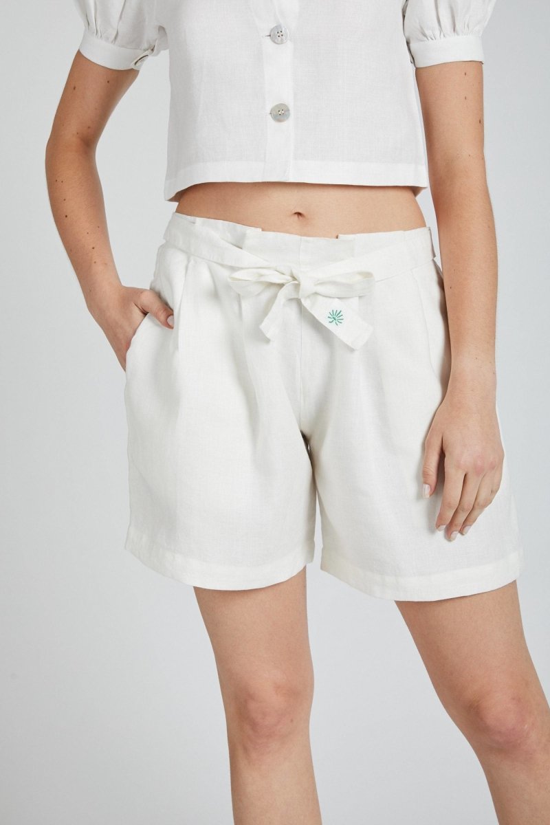 Gleam Tie Up Shorts White | Verified Sustainable by Brown Living™