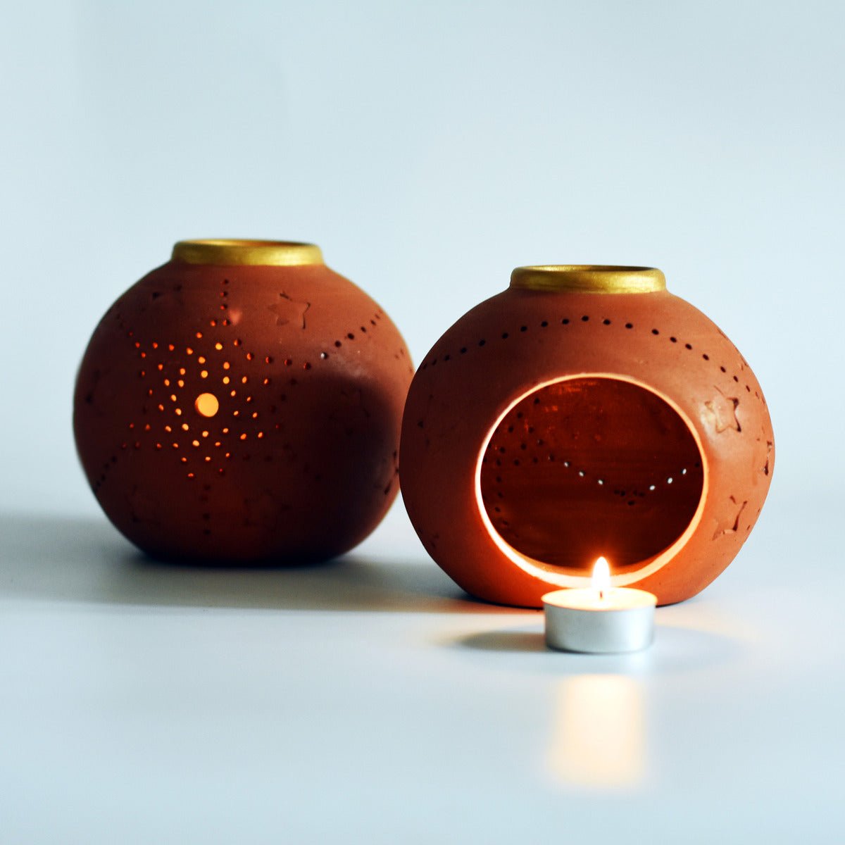 Glo Candle Holder - Set Of 2 with Free 2 Soywax Tealights | Verified Sustainable by Brown Living™