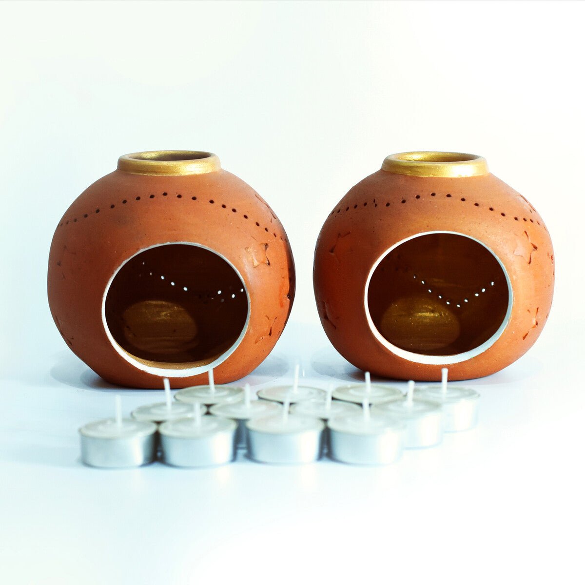 Glo Candle Holder - Set Of 2 with Free 2 Soywax Tealights | Verified Sustainable by Brown Living™