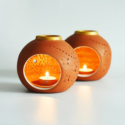 Glo Candle Holder - Set Of 2 with Free 2 Soywax Tealights | Verified Sustainable by Brown Living™