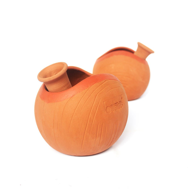 Buy GLO (L) Terracotta Planter with Deep Root Watering System Set of 2 | Shop Verified Sustainable Products on Brown Living