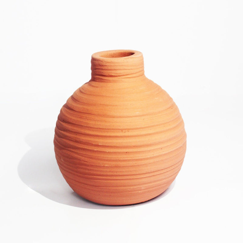 Buy GLO Small Organic Lined Straight Terracotta Flower Vase | Shop Verified Sustainable Decor & Artefacts on Brown Living™