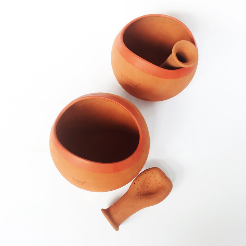 Buy GLO (XL)Terracotta Planter with Deep Root Watering System Set of 2 | Shop Verified Sustainable Products on Brown Living