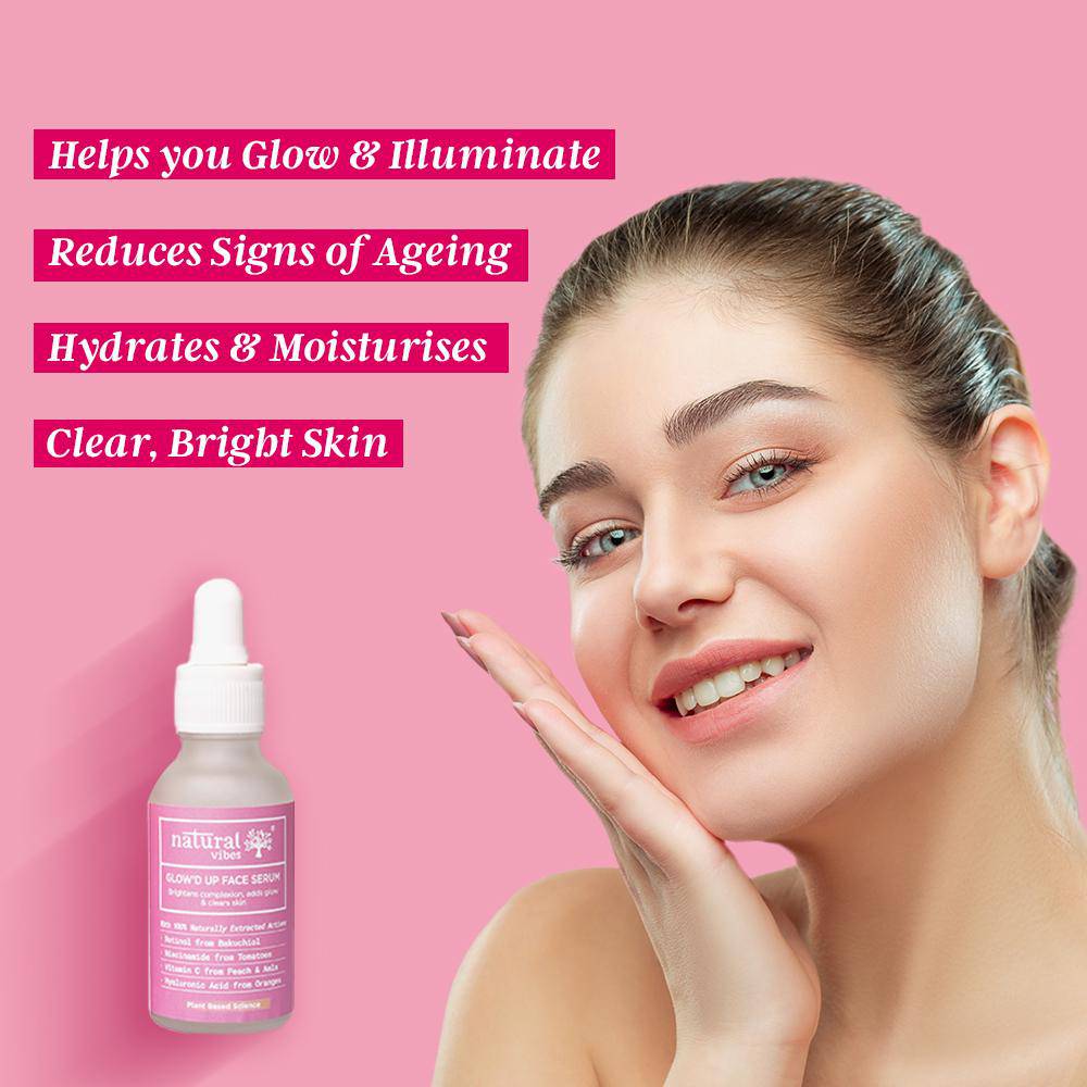 Glow 'd Up Face Serum with Plant Based Niacinamide – Face Serum by Natural Vibes available on Brown Living™. . SKU: 063 - 15776 - NV_glow'dup_serum_30ml. Img 1.