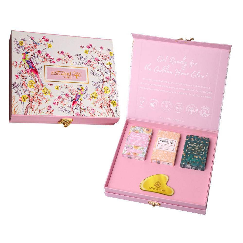 Glow Getter Gift Set with Kwansha – Face Serum by Natural Vibes available on Brown Living™. . SKU: 063 - 15780 - NV_gift_kwansha_oils. Img 1.