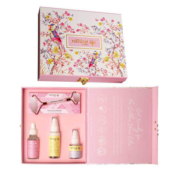 Buy Glow Getter Gift Set with Rose Quartz Face Roller | Shop Verified Sustainable Face Serum on Brown Living™