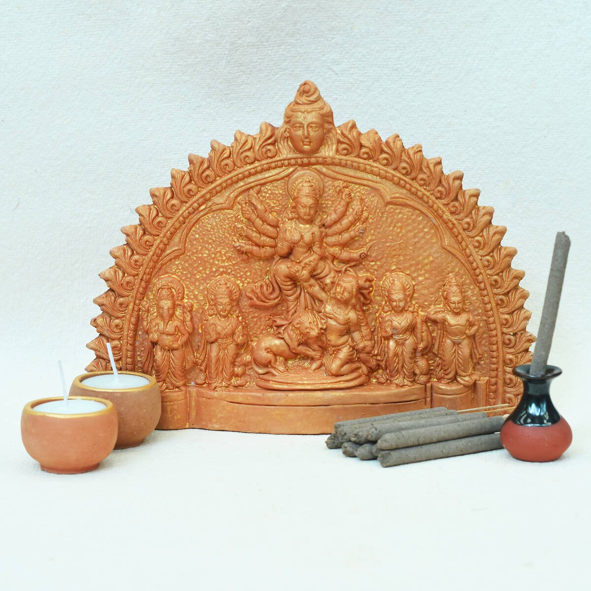 Goddess Durga Family Little Idol (Combo Pack Puja Kit) | Verified Sustainable by Brown Living™