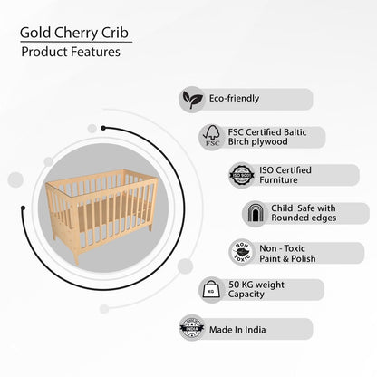 Gold Cherry | Wooden Crib - Large | Verified Sustainable by Brown Living™