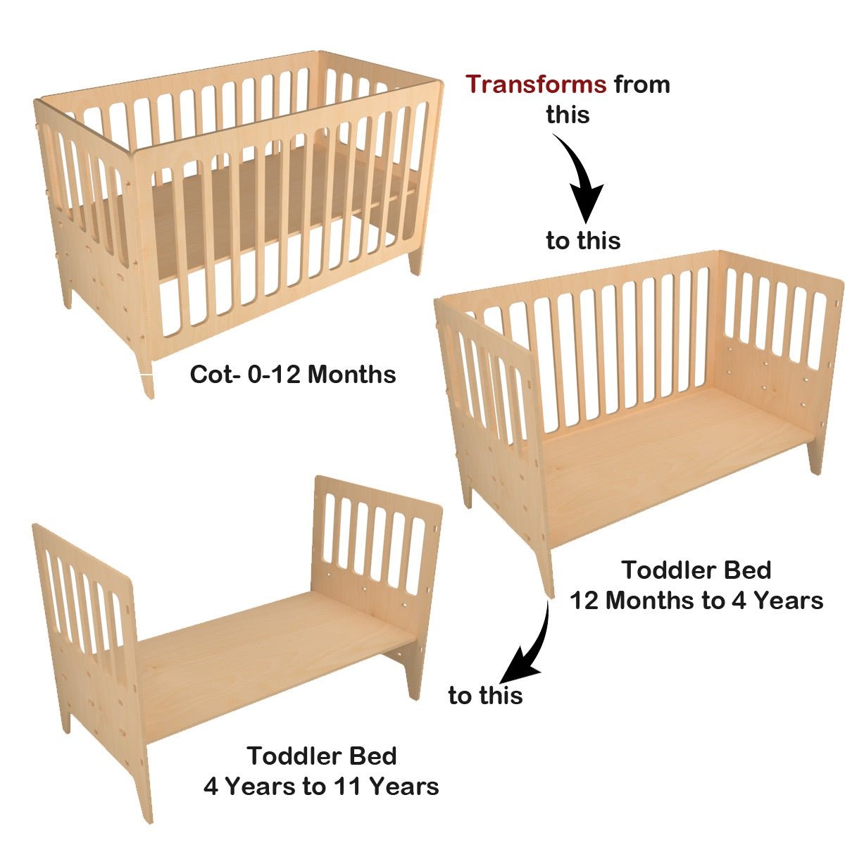 Gold Cherry | Wooden Crib - Large | Verified Sustainable by Brown Living™