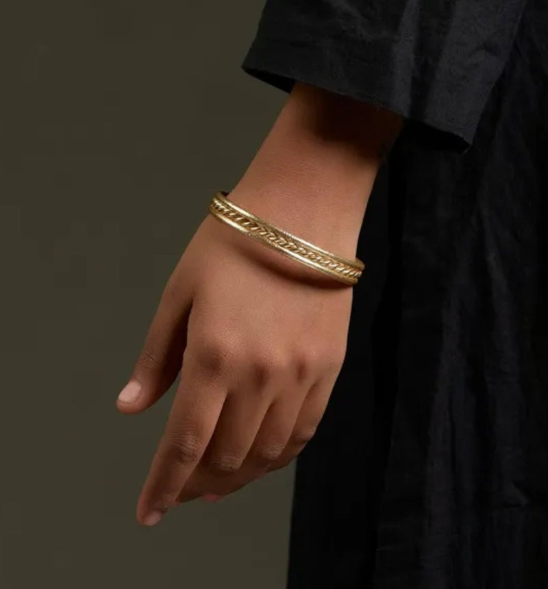 Gold Plated Brass Bangles | Verified Sustainable Womens Bracelets on Brown Living™