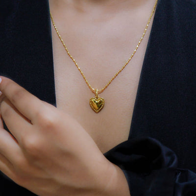 Golden Heart Pendant with Chain – Womens Necklaces on Brown Living™. SKU: OEP436. Img 1.