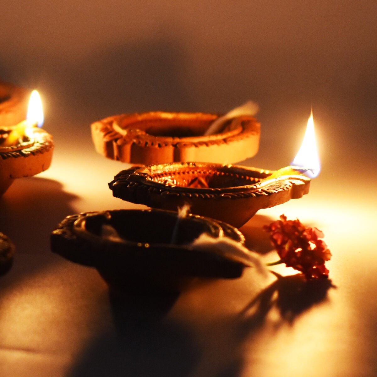 Golden Ring Motiff Diwali Diya (Bankura1) - Set of 12 Diyas & Cotton Wicks | Verified Sustainable by Brown Living™