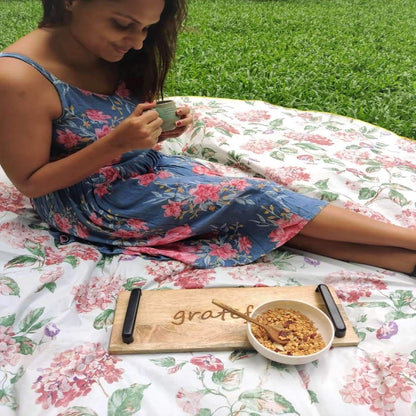 Grateful - Rectangle Serving Tray Natural Wood | Verified Sustainable by Brown Living™