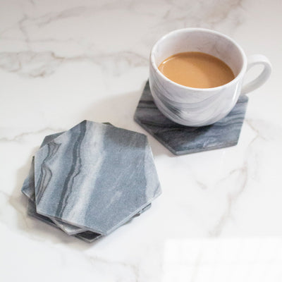 Grayscale Marble Coasters (Set of 4) – Table Decor on Brown Living™. SKU: TC0106. Img 4.