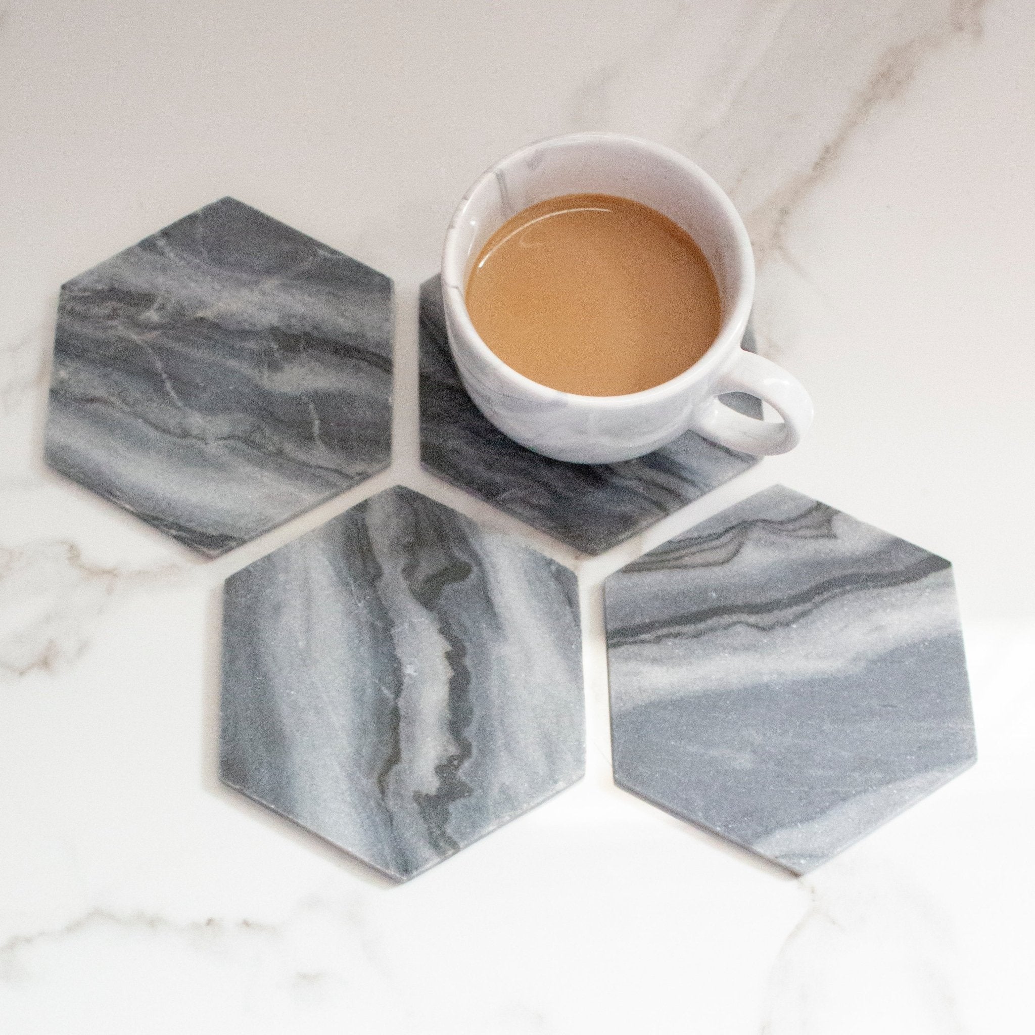 Grayscale Marble Coasters (Set of 4) | Verified Sustainable by Brown Living™