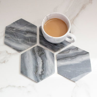 Grayscale Marble Coasters (Set of 4) – Table Decor on Brown Living™. SKU: TC0106. Img 1.