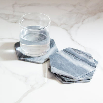 Grayscale Marble Coasters (Set of 4) – Table Decor on Brown Living™. SKU: TC0106. Img 2.