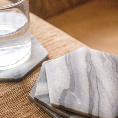Grayscale Marble Coasters (Set of 4) – Table Decor on Brown Living™. SKU: TC0106. Img 3.
