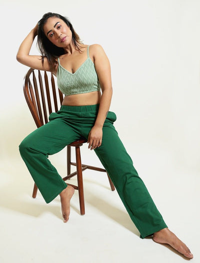 Green 100% Organic Cotton Pajama – Womens Pants on Brown Living™. SKU: 014/PJ/Green/S_24BL10717. Img 1.