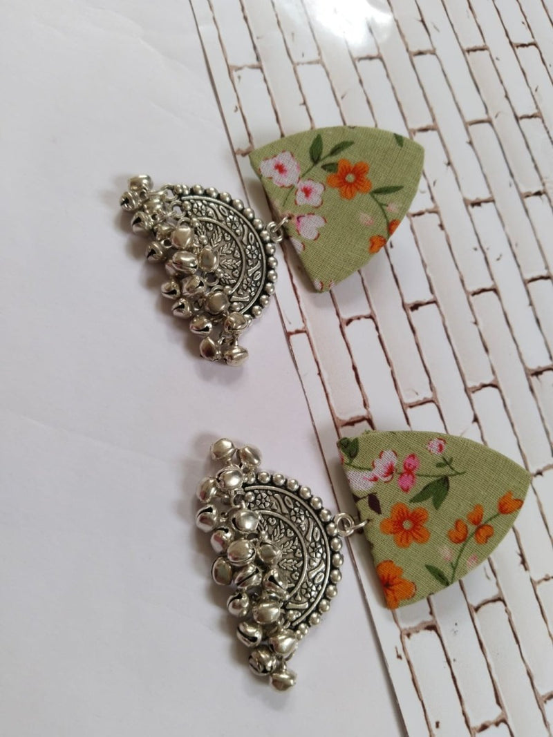 Buy Green Floral Printed Oxidized Earrings | Shop Verified Sustainable Products on Brown Living