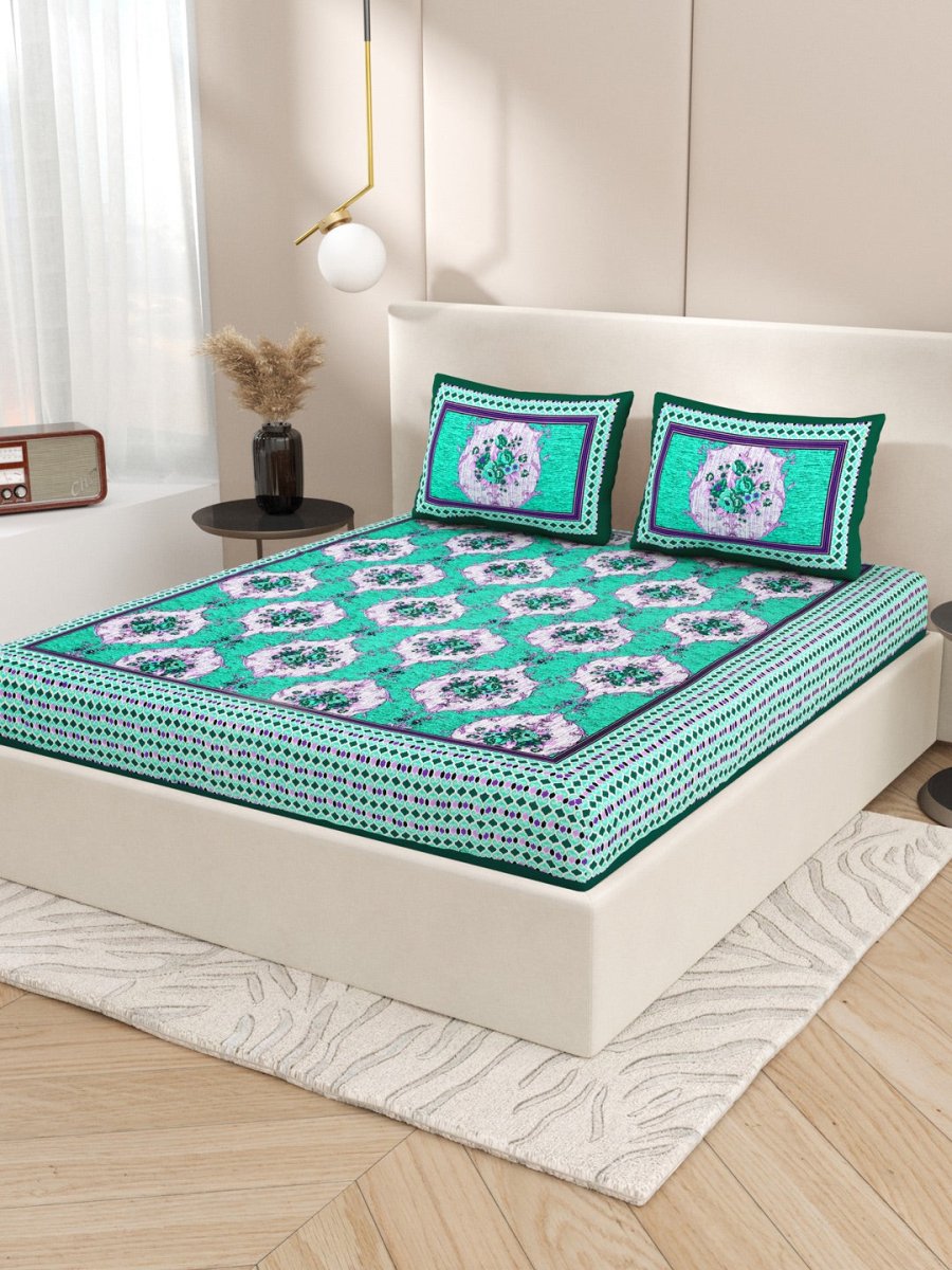 Interiors Hand Block Printed Cotton Queen Size Bedding Set | Verified Sustainable by Brown Living™