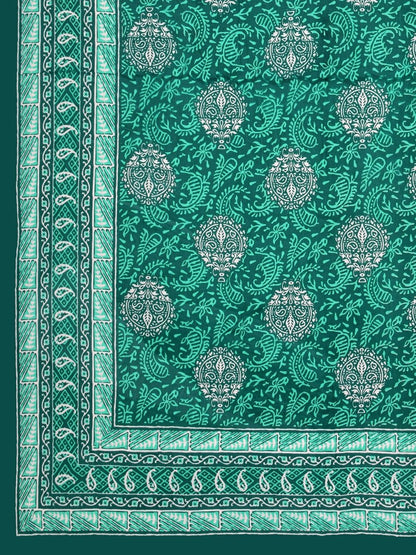 Interiors Hand Block Printed Cotton Queen Size Bedding Set | Verified Sustainable by Brown Living™