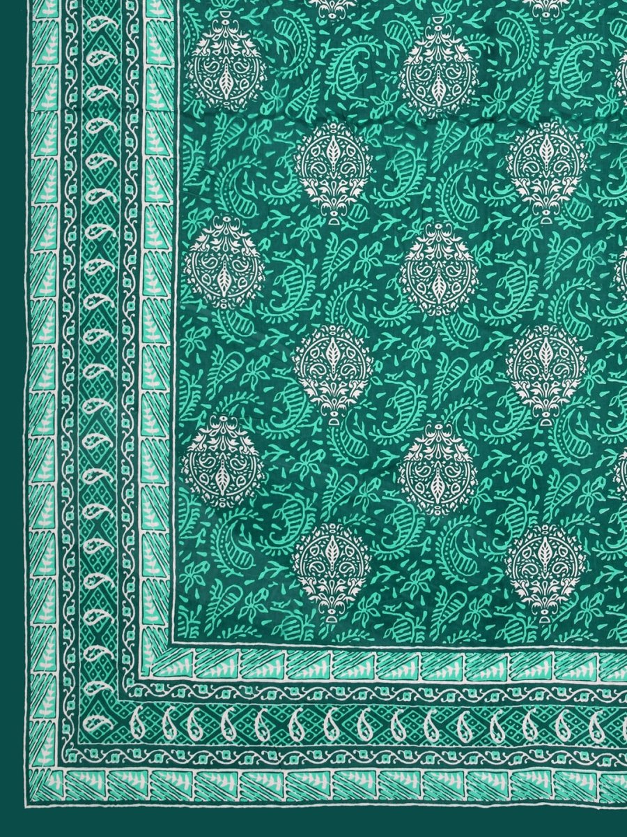 Interiors Hand Block Printed Cotton Queen Size Bedding Set | Verified Sustainable by Brown Living™