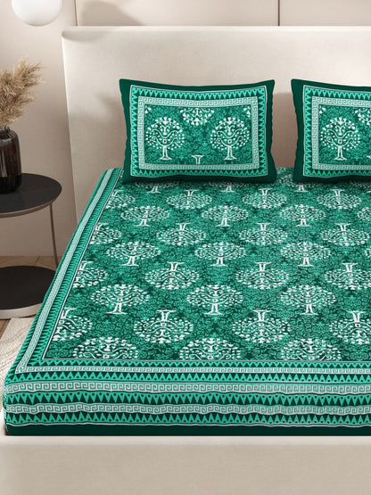 Interiors Hand Block Printed Cotton Queen Size Bedding Set | Verified Sustainable by Brown Living™