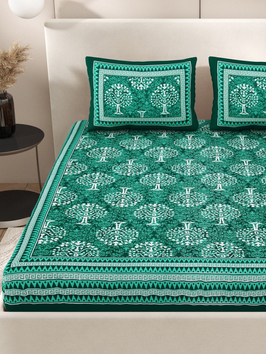 Interiors Hand Block Printed Cotton Queen Size Bedding Set | Verified Sustainable by Brown Living™