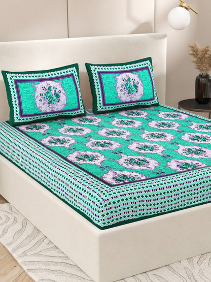 Interiors Hand Block Printed Cotton Queen Size Bedding Set | Verified Sustainable by Brown Living™