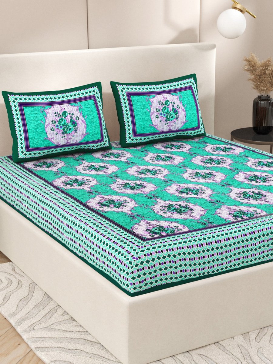 Interiors Hand Block Printed Cotton Queen Size Bedding Set | Verified Sustainable by Brown Living™