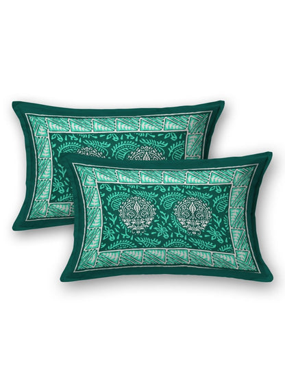 Interiors Hand Block Printed Cotton Queen Size Bedding Set | Verified Sustainable by Brown Living™