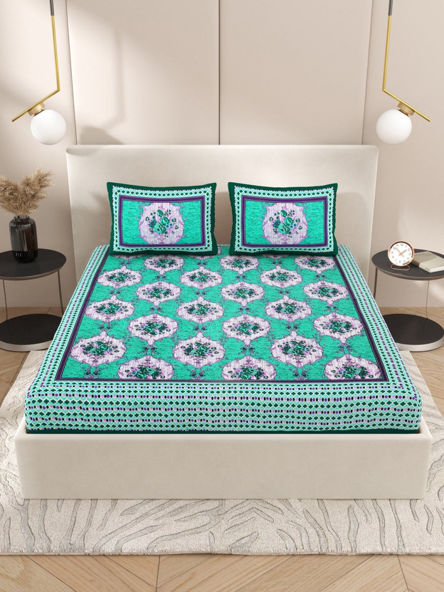 Interiors Hand Block Printed Cotton Queen Size Bedding Set | Verified Sustainable by Brown Living™