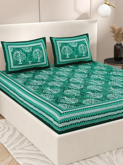 Interiors Hand Block Printed Cotton Queen Size Bedding Set | Verified Sustainable by Brown Living™