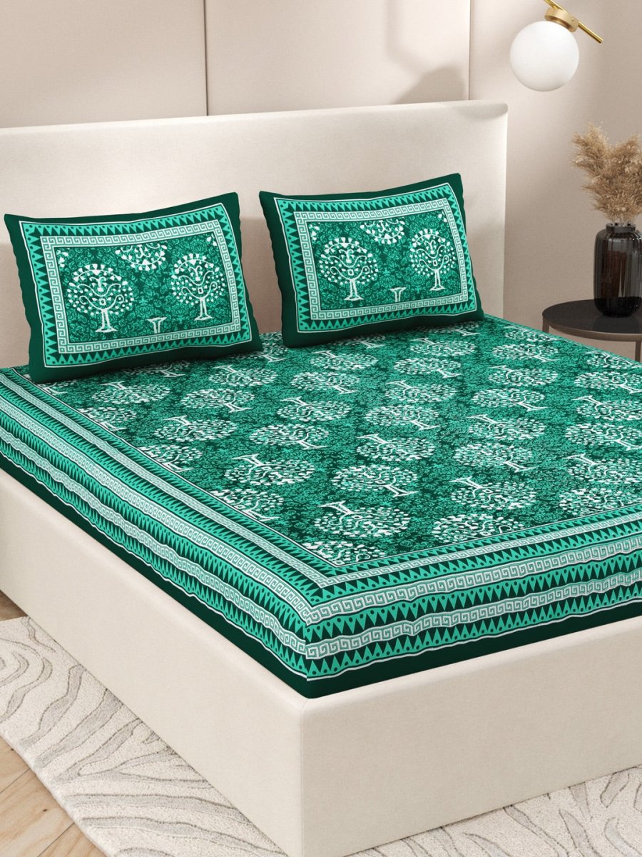 Interiors Hand Block Printed Cotton Queen Size Bedding Set | Verified Sustainable by Brown Living™