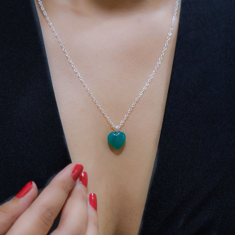 Green Jade Stone Pendant with Silver Chain | Verified Sustainable Womens Necklaces on Brown Living™