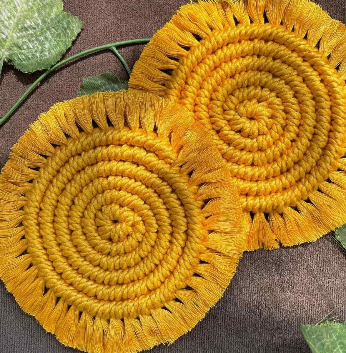 Green Spiral Table Mat Napkin Ring & Coaster Set | Verified Sustainable by Brown Living™