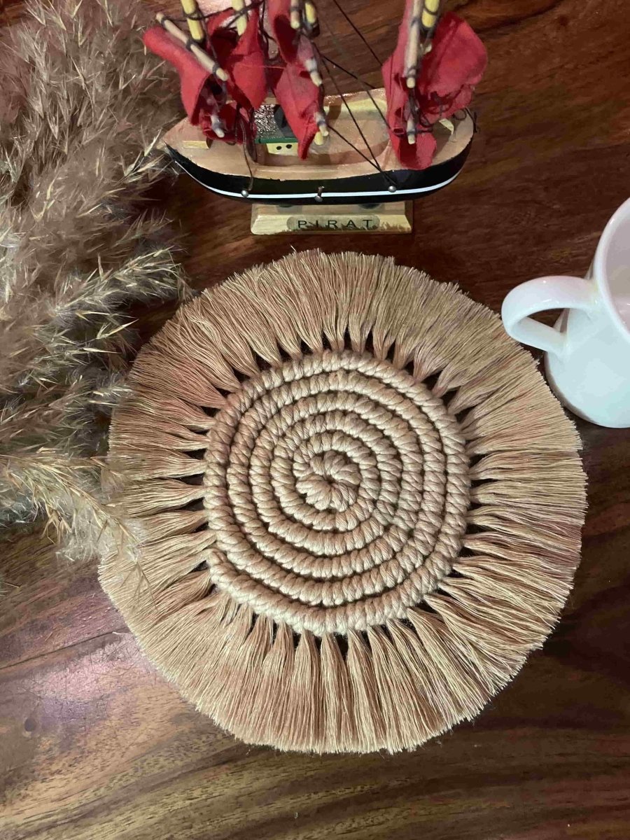 Green Spiral Table Mat Napkin Ring & Coaster Set | Verified Sustainable by Brown Living™