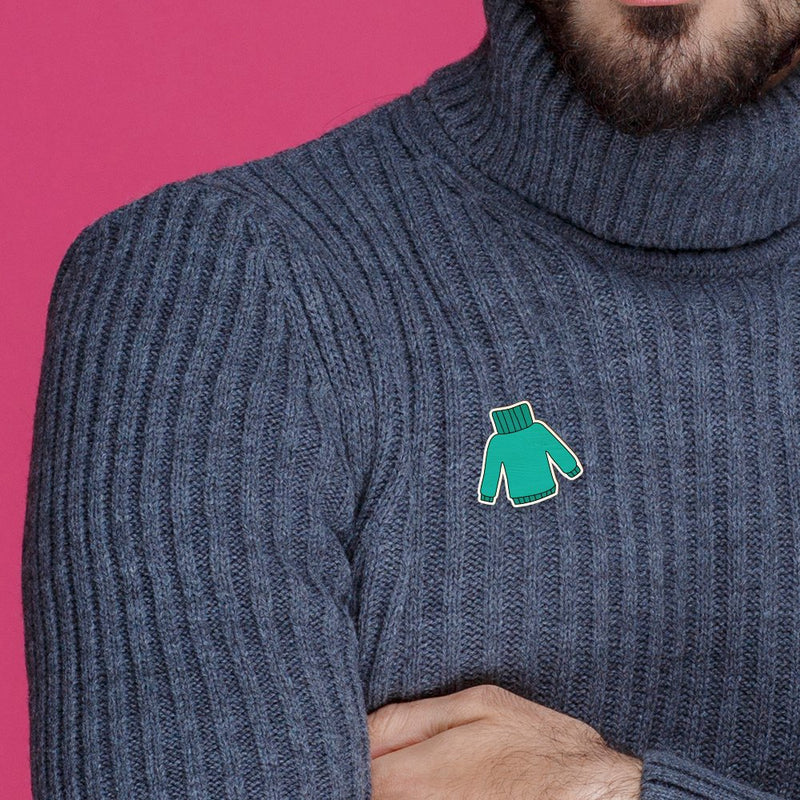 Buy Green Sweater Hand Painted Wooden Pin | Shop Verified Sustainable Travel Accessories on Brown Living™