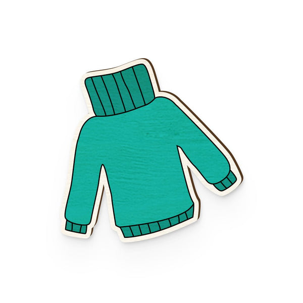 Buy Green Sweater Hand Painted Wooden Pin | Shop Verified Sustainable Products on Brown Living