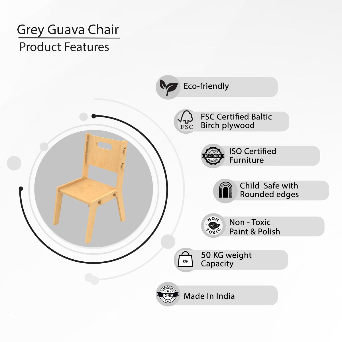 Grey Guava Childrens Wooden Chair | Verified Sustainable by Brown Living™