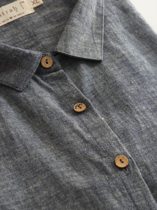 Buy Grey Handwoven Overlay Kurta Shirt | Shop Verified Sustainable Mens Shirt on Brown Living™